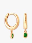 Astrid & Miyu Tranquility Dome Charm Huggie Hoop Earrings, Gold/Green