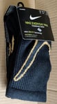 RARE Nike Black Gold Swoosh Crew Cushioned Socks 3 Pairs UK 5-8 EU 38-42 BNWT