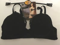 Marks & Spencer Autograph 32B new black Ornate Embroidery padded plunge bra