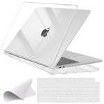 EooCoo Coque pour MacBook Air M1 13 Pouces A2337 Mac Air 13 2020 2019 2018 A2179 A1932, Cover Etui Rigide Cas, Plastique Housse, Couvercle de Clavier, Chiffon de Polissage, Cristal Transparent