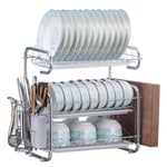 3 Tier Dish Drainer Rack Kitchen Cutlery Drying Bowl Plate Holder with Drip Tray