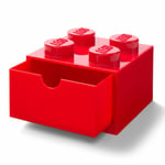 LEGO BRICK STORAGE DESK DRAWER 4 KNOBS KIDS BEDROOM PLAYROOM – RED