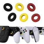 PlayVital 3 Pairs Silicone Aim Assist Target Motion Control Precision Rings for PS5, for PS4, for Xbox Series X/S, Xbox One, Xbox 360, for Switch Pro, for Steam Deck - Red & Black & Yellow