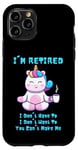 Coque pour iPhone 11 Pro Cadeau de départ à la retraite Licorne avec inscription I'm Retired