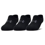 Under Armour Ultra Lo Socks, Breathable and comfortable trainer socks, compression socks with dynamic support and flexibility in a pack of 3 Unisex, Black (Black / Black / Pitch Gray), XL