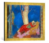 Kunst für Alle 'Encadré Image de Odilon Redon Femme, sous Un Arbre Impression d'art dans Le Cadre de Haute qualité Photos Fait Main endormi, 60 x 40 cm, Or Raya