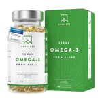 High Strength Vegan Omega 3 [1500mg] - 600 mg DHA and 300 mg EPA per Daily dose of 3 Vegan Omega 3 Capsules- 90 Omega 3 Vegan - from Sustainable Plant-Based Algae Oil