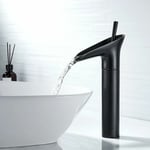 Robinet Salle Bain Noir, Robinet Cascade Mitigeur Lavabo Noir Rétro à Levier Unique Robinet Lavabo, Laiton Comptoir Haute Robinet Salle de Bain Robinet Lave Main Robinet Evier Vasque