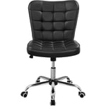 Yaheetech - Chaise de Bureau à Roulettes Chaise d'Ordinateur en Similicuir avec Assise Réglable et Siège Dossier Rembourrés Détachables Noir