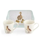 Portmeirion Home & Gifts Wrendale Designs Lovely Mum Duck & Ducklings Ceramic Mug and Tray Set by Royal Worcester, Multicolour (X0011659124)