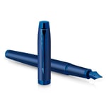 Parker IM Monochrome Fountain Pen | Blue Finish and Trims | Fine Nib | Blue Ink | Gift Box