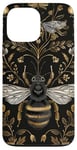 Coque pour iPhone 13 Pro Max Beau motif abeilles et fleurs noires