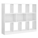 VASAGLE Bibliothèque, Meuble de Rangement, Étagère, 11 Compartiments Ouverts, Utilisable à l’Horizontale, sur le Côté ou à l’Envers, 30 x 126 x 100 cm, pour Salon, Bureau, Blanc LBC054T14