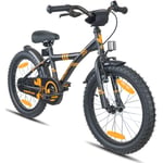 PROMETHEUS BICYCLES® Barncykel 18,mattsvart / orange