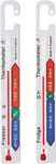 Twin Pack Fridge Freezer Thermometer with Colour Coded Refrigerator...