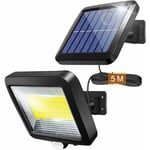 Lampe Solaire Extérieur avec Détecteur de Mouvements Infrarouge, 100COB Projecteur led extérieur Avec Detecteur, Eclairage de Sécurité, 500LM étanche