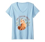 Womens Don't Touch My Snacks Red Panda Bamboo Cute Funny Kawaii V-Neck T-Shirt