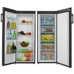 Cookology Upright Fridge & Freezer Pack in Black, 55 x 142cm tall, Side-by-Side