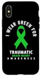 Coque pour iPhone X/XS I Wear Green For Traumatic Brain Sensibility