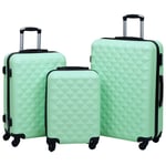 Hardcase Trolley Luggage Set 3 suitcases on Castors ABS Fabric Lining Mint Green