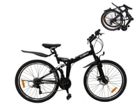 Ecosmo 26" Wheel Folding Steel Mountain MTB Bicycle Bike 21SP, 18.5" -26SF02BL