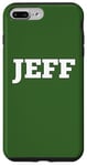 Coque pour iPhone 7 Plus/8 Plus Étiquette de nom Jeff avec texte blanc personnalisable au dos assorti