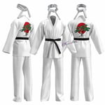 Karate Kid Cobra Kai Kostym Barn Flicka Män Kimono Tory Nichols Daniel Larusso Cosplay Uniform Huvudband Halloween Festkläder-WELLNGS Black Karate Uniform Kids 140-150cm