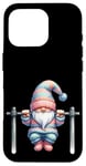 Coque pour iPhone 16 Pro Funny Working Out Gnome With Pull-Up Bar For Fitness Lover