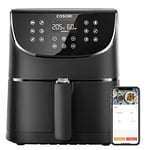 COSORI Friteuse à air Wi-Fi, Friteuse sans huile, Air Fryer avec 11 programmes, fonction Keep Warm, écran tactile, température réglable, 100 recettes papier 1700 W CS158-AF