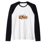 Funny Farm Halloween Shirt Love Bull Witch Hat Spider Web Raglan Baseball Tee