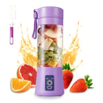 Portable Blender, Personal Juicer Cup, 380ml Handheld Fruit Mixer Machine USB Rechargeable with 6 Power Blades Travel Blender for Smoothies and Shakes (Light Purple)