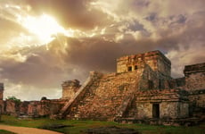 Castillo fortress at sunrise in the ancient Mayan city of Tulum