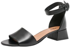 usha WHITE LABEL Femme Sandales en Cuir, Noir, 41 EU