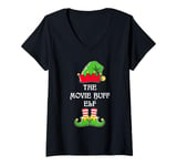 Womens The Movie Buff Elf Christmas Humor Cinephile Elf Pajama Film V-Neck T-Shirt