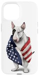 Coque pour iPhone 15 Bull Terrier Dog Patriot Wrap dans le drapeau des États-Unis Amérique