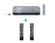 Amplificateur Hi-Fi Yamaha R-N800A Argent + une paire d'enceintes colonne Magnat Monitor S70 Noyer