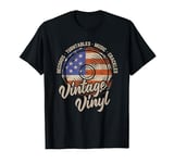 Vinyl Records Music Turntable USA Flag America Retro Discs T-Shirt