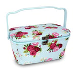 Dritz Grand panier à couture ovale Motif floral Bleu