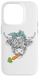 iPhone 14 Pro Cute Highland Cow Easter Spring Season Eggs Carrot Bandana Case