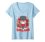 Womens St Georges Day Outfit Idea For Kids & Novelty English Flag V-Neck T-Shirt