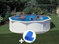 Kit piscine acier blanc Gré Fidji ronde 4,80 x 1,22 m + Bâche à bulles