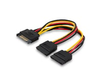 Savio Power Cable Sata 15 Pin (M) 2X Sata 15 Pin (F) Ak-17 Black Red White Yellow, 0,18 M, Sata 15 Pin, Sata 15 Pin