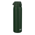 Ion8 Gourde Inox 1 Litre, Anti-Fuite, Facile à Ouvrir, Verrouillage Sécurisé, Lavable au Lave-Vaisselle, Poignée de Transport, Durable et Résistant aux Rayures, Acier Inoxydable, 1200ml, Vert Foncé