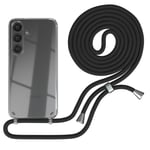 For Samsung Galaxy S24 phone case with lanyard chain black clips silver