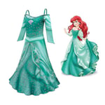 Tyttöjen klassinen merenneito Ariel Cosplay pitkähihainen mekko Halloween-karnevaalijuhliin