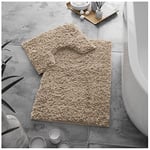 GC GAVENO CAVAILIA Microfibre Bath Mats Sets For Bathroom, Quick Drying Shower Pedestal BathMat, Water Absorbent Washable Toilet Rug, Zero Twist Natural Bath Mat Non Slip