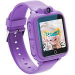 Awatty Montre Intelligente, Jouet Enfant 3 4 5 6 7 8 9 10 11 12 ans, Caméra Rotative à 90°, 14 Jeux, Montre Connectée Garçon, Jeux Cadeaux Grands Fille Garçon(Violet)