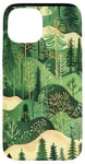 Coque pour iPhone 15 Vert Art Déco Rayé Boho Floral Forêt Pin Arbre Nature