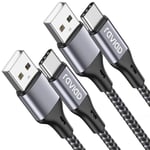 Câble Usb C[2M/Lot De 2 ],Cable Chargeur Usb C Charge Rapide 3A Cable Usb Type C Nylon Tressé Pour Samsung Galaxy S22 S21 S20 S10 S9 S8 A51 A50 A20E,Huawei P40 P30,Redmi Note-Gris