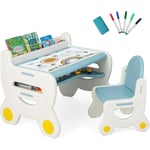 Ensemble Table et Chaise pour Enfants avec Plateau Effaçable, Stylos Aquarelle et Gomme, Ensemble de Table d'Activités pour Dessiner, Lire, Jouer,